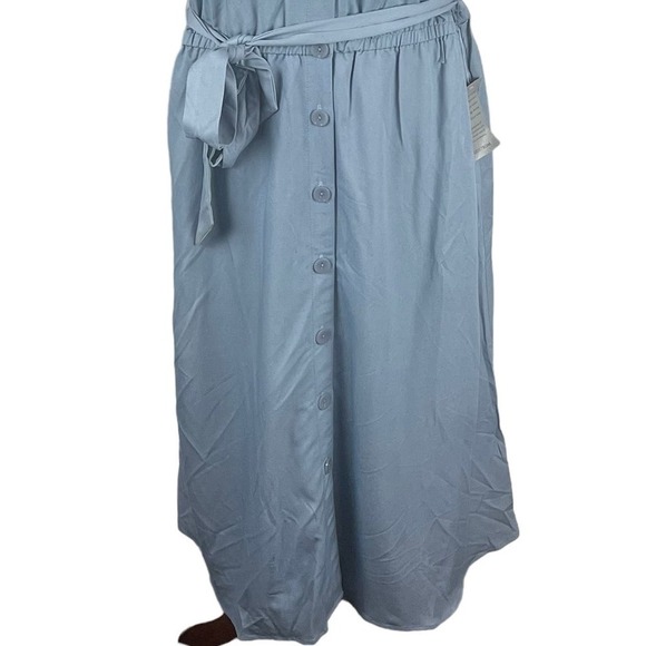 LONDON TIMES V-NECK CHAMBRAY RUFFLE SLEEVELESS MIDI DRESS IN BLUE NWT WOMEN'S 14 - Picture 5 of 15